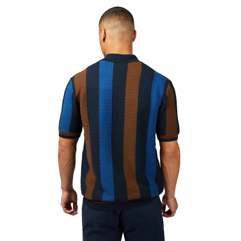 Ben Sherman Textured Stripe Button Through Polo image number 1